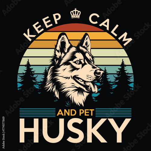 Vintage Husky Dog Stock Vector Illustration