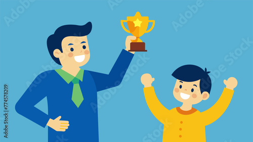 A parent praising one childs achievements while the other looks on with a mix of pride and envy.