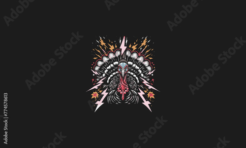 turkey with lightning background vector artwork design