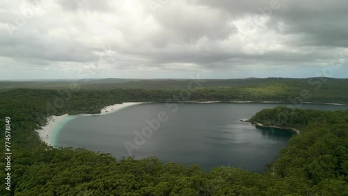 Aerial views of Lake Mckenzie (Boorangoora) on the sand island of K’gari (Fraser Island), Queensland, Australia photo