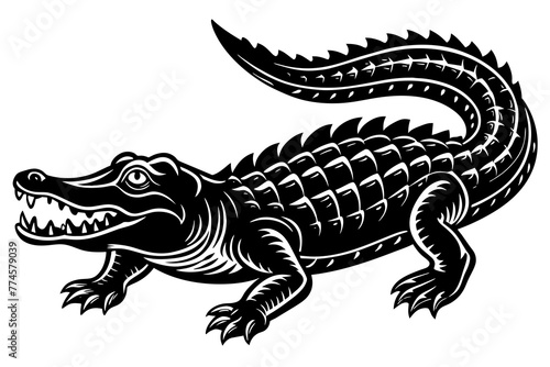 crocodile silhouette vector illustration © CreativeDesigns