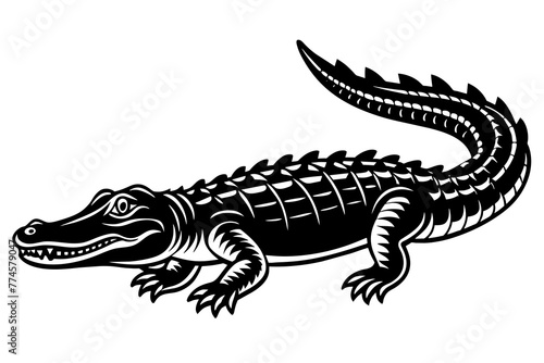 crocodile silhouette vector illustration © CreativeDesigns