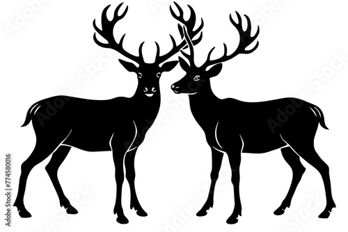 mating  deer silhouette vector illustration