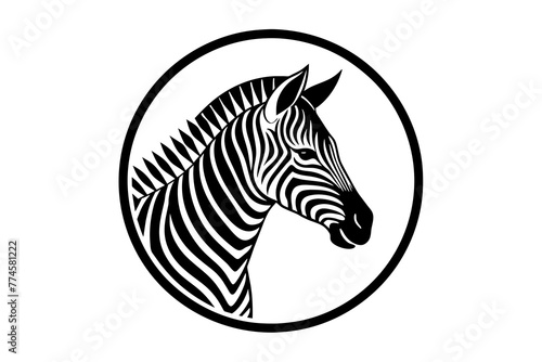 zebra head icon silhouette vector illustration