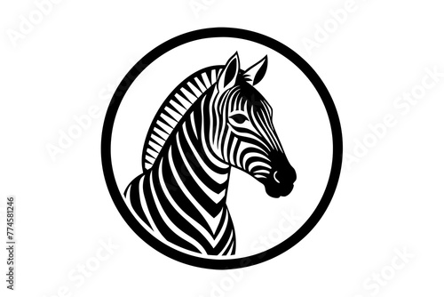 zebra head icon silhouette vector illustration