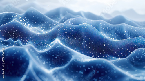 Abstract blue wave fabic texture with dot background.