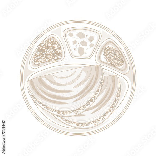 Vector illustration logo Simple line art Indian food Masala dosa