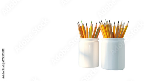 
pencil holders on white background