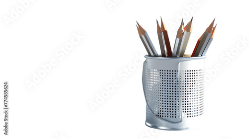 
pencil holders on white background photo