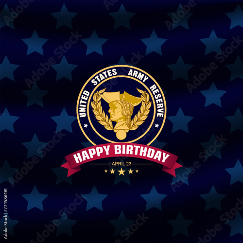 Happy Birthday US Army Reserve April 23 Background Vector Illustration