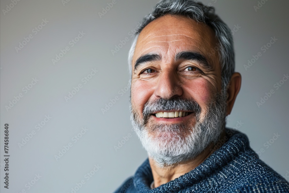Portrait of a happy senior man with white beard and mustache. Portrait of a happy senior man with white beard and mustache.