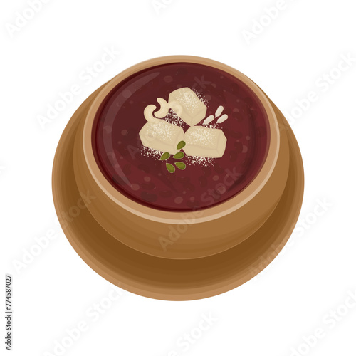 Vector illustration logo korean rice and red bean porridge or patjuk 