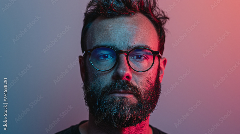 A German electronic music producer with short black hair and a precise beard - obrazy, fototapety, plakaty 