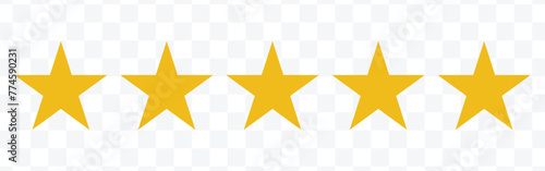 Star icon. Vector yellow isolated five stars. Customer feedback concept. Vector 5 stars rating review. Quality shape design 2 3 2 photo