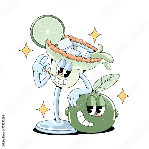Cocktail Retro Mascot Character Illustration