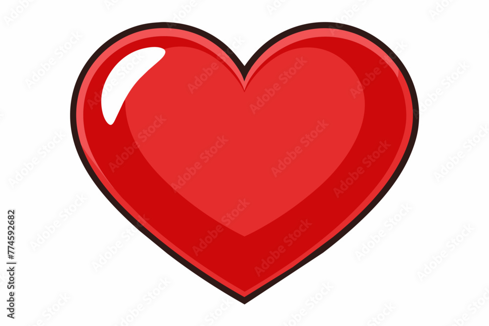 Icon red heart vector on white background.