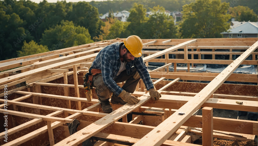 Roofer Carpenter Working Roofer Carpenter Working