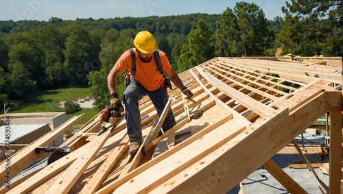 Roofer Carpenter Working  photo