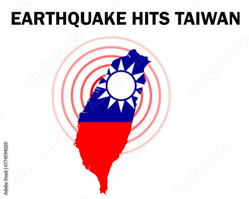 earthquake hits Taiwan poster illustration design. isolated on white. 