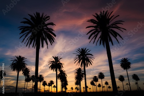 StockPhoto Palm trees sunset sky  silhouette against colorful evening sky