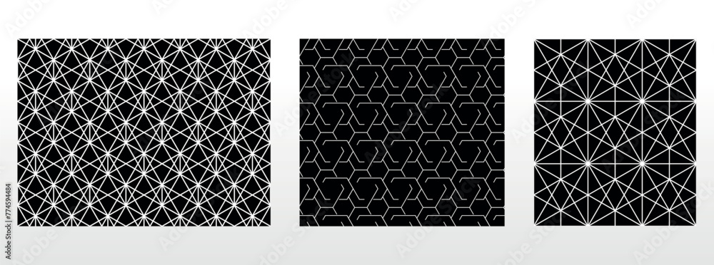 Geometric set of seamless black and white patterns. Simple vector graphics. Geometric set of seamless black and white patterns. Simple vector graphics.