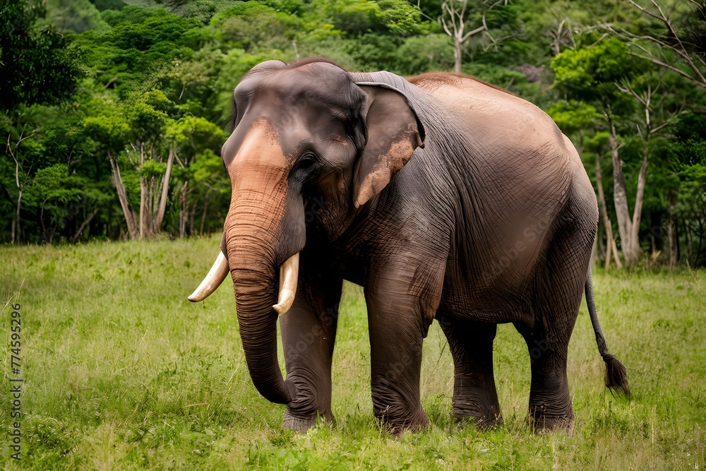 Obraz premium Sumatran elephant in Ragunan Wildlife Park, wildlife conservation photo