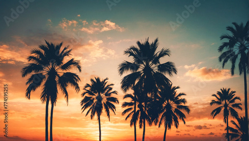 Palm Tree Sunset Silhouette  © rouda100