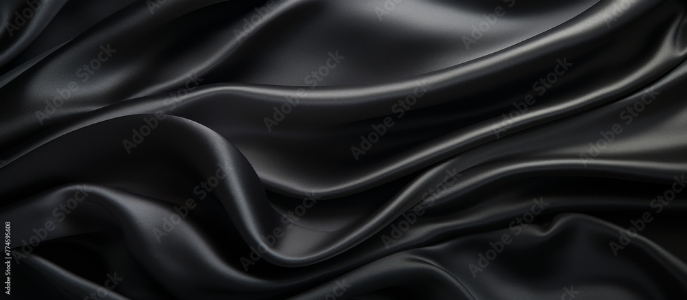 Fototapeta premium Soft and luxurious, a black silk fabric drapes gracefully with smooth, elegant folds creating a sophisticated and timeless look