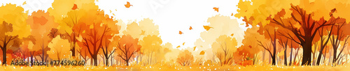 水彩で描いた秋の風景画 Generative AI