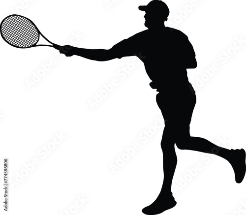 tennis player silhouette illustration in vector format