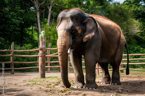 Thai elephant in captivity, wildlife conservation, animal protection photo