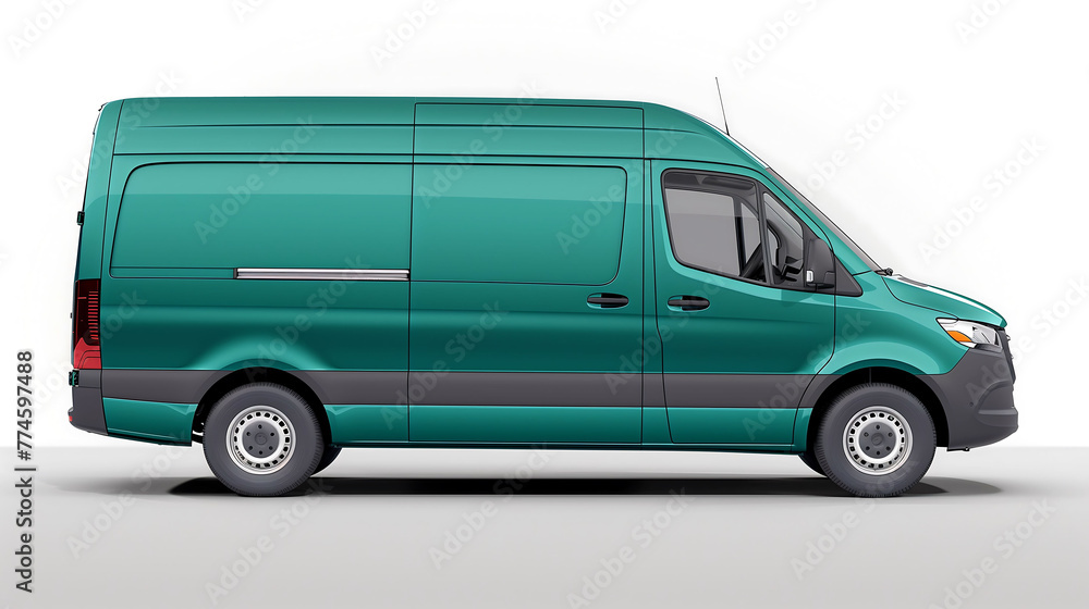 Modern Delivery Van in Vibrant Green Ready for Branding - obrazy, fototapety, plakaty 