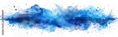 Blue Watercolor Splashes - Colorful Abstract Illustration on Isolated Background -  Painting