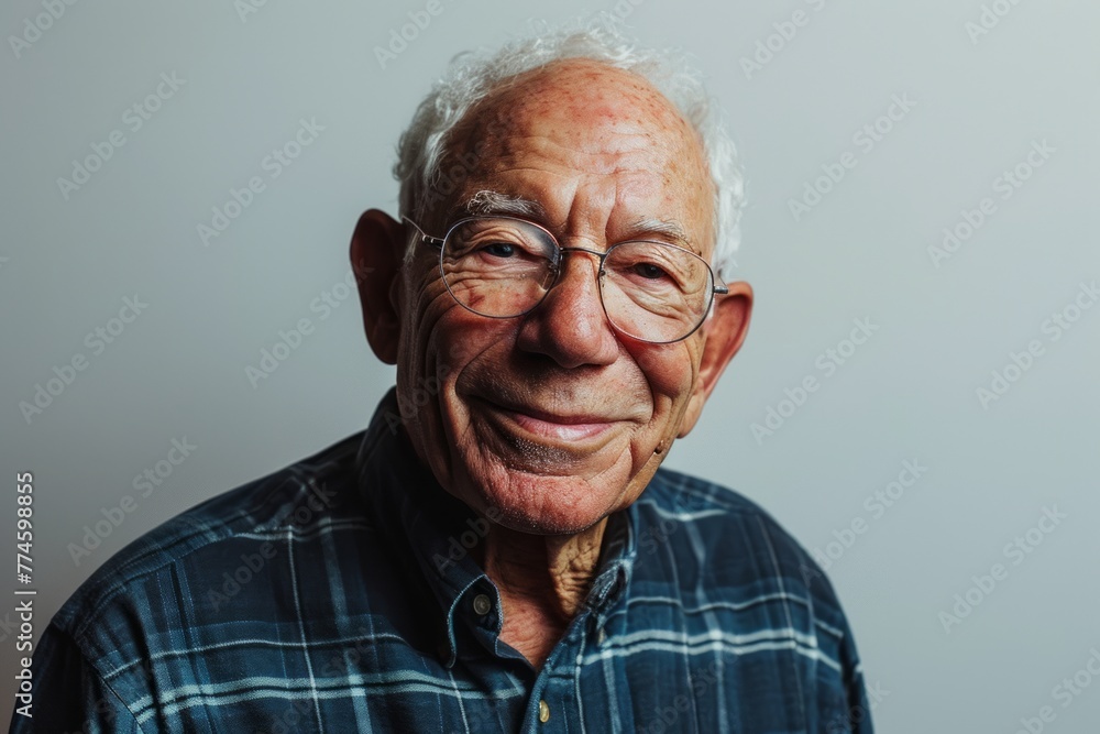 Portrait of a smiling senior man with glasses. Studio shot. Portrait of a smiling senior man with glasses. Studio shot.