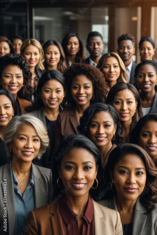 A group of women are smiling for the camera A group of women are smiling for the camera