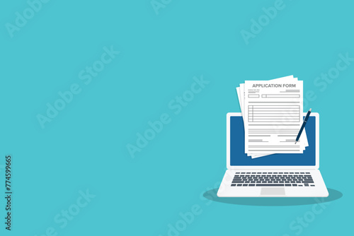 Online application form. Claim form, paperwork concepts.	