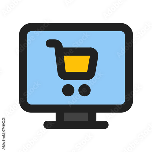 online color shopping line color icon