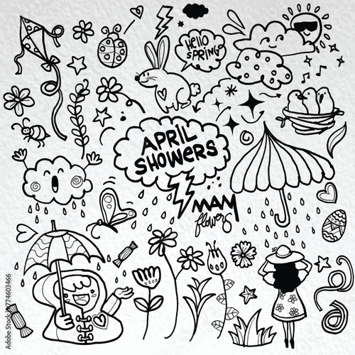 April Showers Bring May Flowers Doodle Collection © 9george