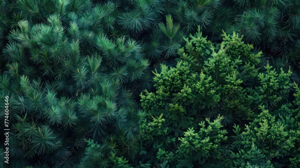 pine forest and cypress trees with dark green foliage are captured in photorealistic detail in this nature photography
