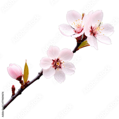 A cherry blossom flower isolated on a transparent background, capturing its delicate beauty and ephemeral charm