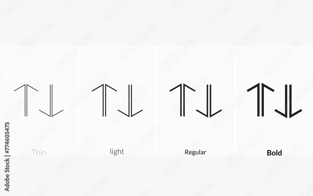 Arrows Sort icon. Thin, Light Regular And Bold style design isolated on white background.