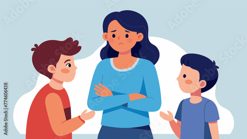 The wife uses her children as a buffer to avoid confrontation with her spouse manipulating their interactions and conversations to avoid any