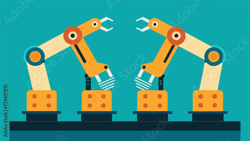 A closeup of robotic arms with intricate jointed fingers delicately placing small components onto a circuit board showcasing the precision and
