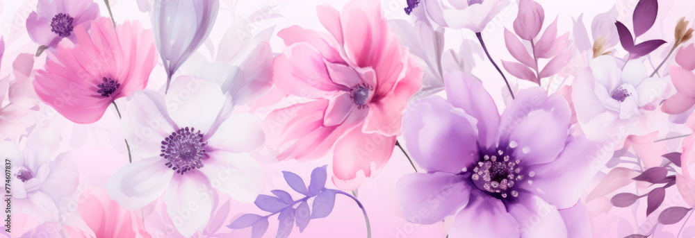 Vibrant watercolor floral pattern, perfect for adding a touch . Generative AI