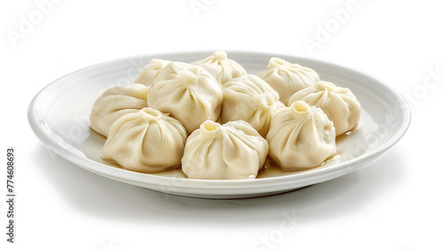 A Plate of Dumplings Pot Stickers Fried Dumplings Steamed Dumplings 