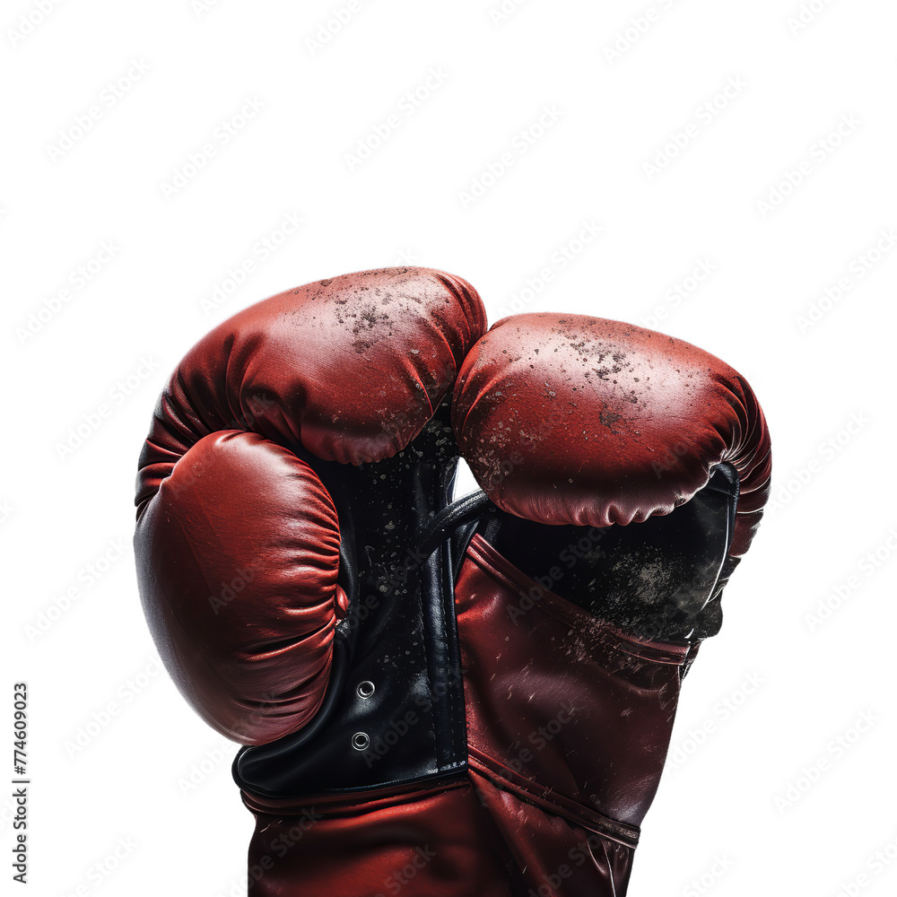 illustration of Boxing Red boxing glove, Isolated on transparent PNG background, Generative ai