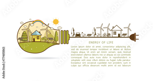 Vector illustration of eco home protection and pollution concept