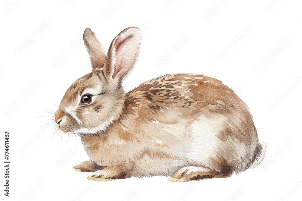 A rabbit is sitting on a white background. The rabbit is brown and has white ears A rabbit is sitting on a white background. The rabbit is brown and has white ears