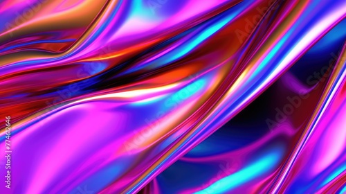 Vibrant Neon Waves in Fluid Abstract Pink and Blue