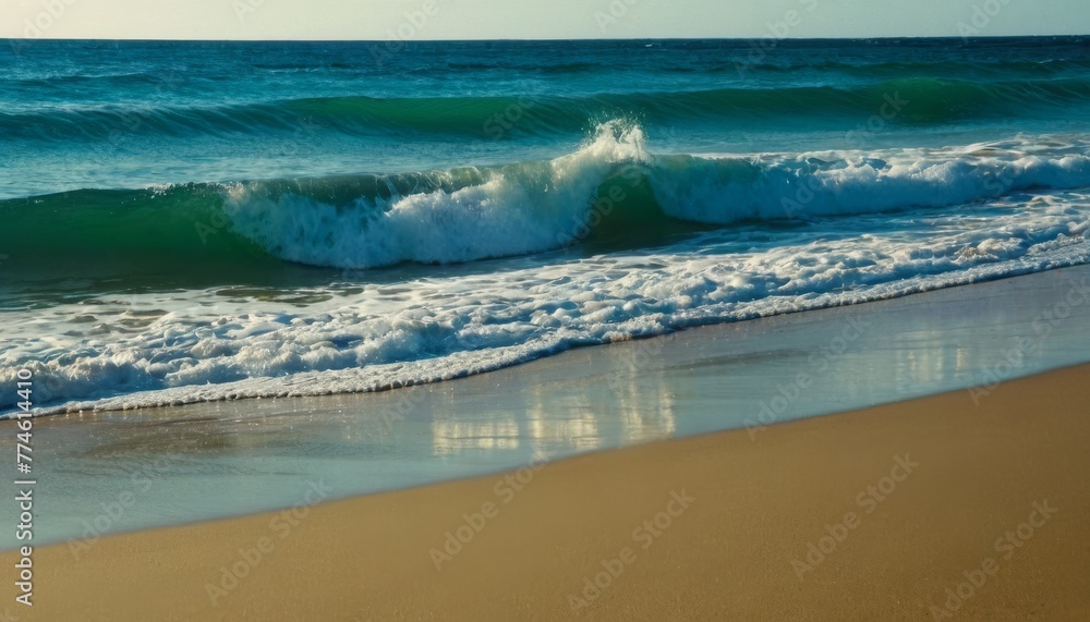 Wave on the beach as a background. Beautiful natural background at the summer time